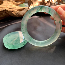 Ice glutinous old pit jade original stone bracelet cake half-bright material spring color violet jade bracelet floating flower jade bracelet