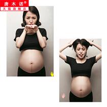 Short-sleeved photo pregnant women yoga clothes running T-shirt sports blouse female photo thin navel Cotton