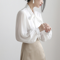 XZ Premium Bubble Sleeve French Top White Shirt Women Autumn Long Sleeve Design Sense Small 2021 New Tide