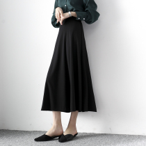 XZ Spring and Autumn 2021 new big pendulum hanging black a-shaped skirt womens long high waist slim skirt