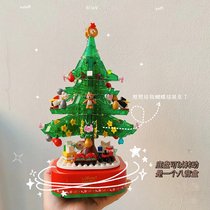 Send girlfriend Eight-tone Box Diy Swing Pieces Christmas Tree Building Blocks Handmade Birthday Gift Assembled Toy Girl Music Box