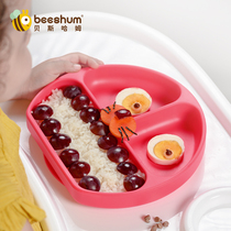 beeshum baby plate grid Suction cup baby plate Silicone auxiliary food bowl Childrens plate