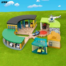 Wooden magnetic small train garage station maoti room compatible rice Rabbit wooden track IKEA toy 3 years old