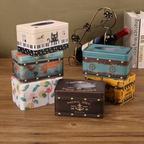 American tissue box creative living room home cute luxury pumping paper box car iron box simple roll box napkin