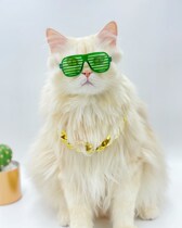 Pet cat thick-rimmed glasses hollowed out horizontal stripes sunglasses headdress dog accessories funny photo blue cat puppet Teddy