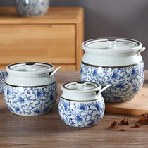 Seasoning bottle jar ceramic Chinese antique seasoning seasoning salt jar set kitchen lard chili tank oil tank household