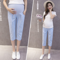 Pregnant women pants children summer fashion large size loose wear thin cotton linen Capri pants tide mom leggings summer