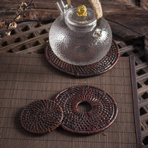 Tao porcelain eight rattan coaster tea tray tea set Vine wooden pot cushion heat insulation and anti-hot simple old rattan coaster