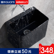 Ceramic color mop pool black gold pattern household mop pool with overflow mouth can be side row mop Basin