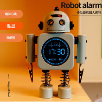 Creative robot alarm clock students with children cartoon personality boy girl bedroom mute personality desktop clock