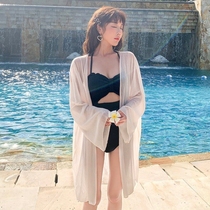 Water Park sunscreen coat 2021 new junior high school students swimsuit female summer fairy blouse thin loose bikini