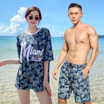 Swimsuit couple models water park clothes suit A pair of small men show thin chest fairy seaside swimsuit female summer
