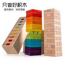 Beech wood stacked high tower building blocks children patiently cultivate parent-child interactive puzzle tabletop game toy gift music