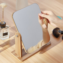 Wooden folding desktop makeup mirror dressing HD dormitory desktop can stand large portable simple female student small