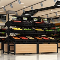 Supermarket fruit shelf Fruit and vegetable display rack Multi-layer multi-functional Nakajima pile head thickened stainless steel booth vegetable rack