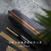 Seven deer velvet pencil case large capacity stationery bag men and women pencil bag simple pencil bag College school school students retro