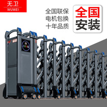  Thickened aluminum alloy electric telescopic door segment sliding door Industrial automatic suspension sliding door folding factory school door