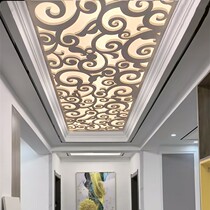 Living room flower pvc hollow partition carved board European-style aisle ceiling flower grid modern porch background wall screen