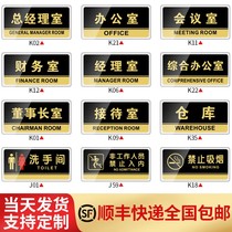 Acrylic office door listing customized conference room signage company Department Board general manager room Post