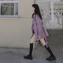 This years popular purple windbreaker womens short spring and autumn 2021 New Korean version of loose British high coat