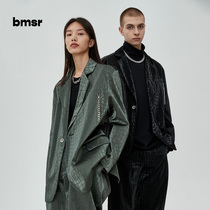 BENMYSHOWER (BMSR) national tide leather jacket mens trendy brand bright surface PU leather crocodile trend suit jacket autumn