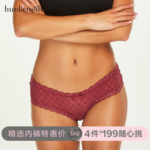 (4 pieces 199) hunkemoller Shangho thin sexy butterfly knot lace V shaped half-wrapped hip triangular underpants
