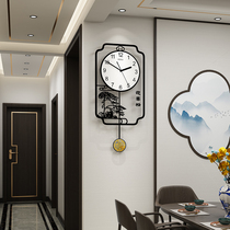 Chinese style wall clock living room home fashion new Chinese clock Net red creative personality art clock atmospheric hanging wall