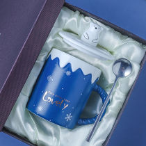 Creative Cartoon Mark Cup With Cover Spoon Schoolgirl Han Edition Ceramic Water Cup Home Lovers Breakfast Cups Coffee Cup Men