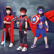 Childrens cloak Halloween Spider-Man Man Coat Boy Iron Man Tape Mask Altman Toys Set