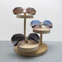  Glasses frame ornaments Round creative glasses display rack Solid wood shelf showcase Sunglasses sunglasses display rack