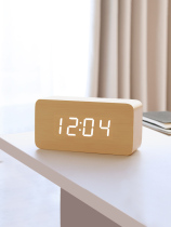Alarm clock Creative student electronic alarm clock Bedside clock Multifunctional simple modern luminous LED silent wooden clock