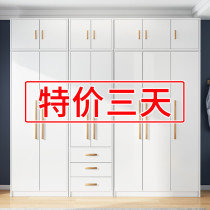 Solid wood wardrobe modern simple household bedroom Nordic storage cabinet economical assembly rental wardrobe