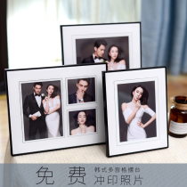 Korean wedding photo custom small photo frame setting black crystal glass table set combination wedding photo making 10 inch