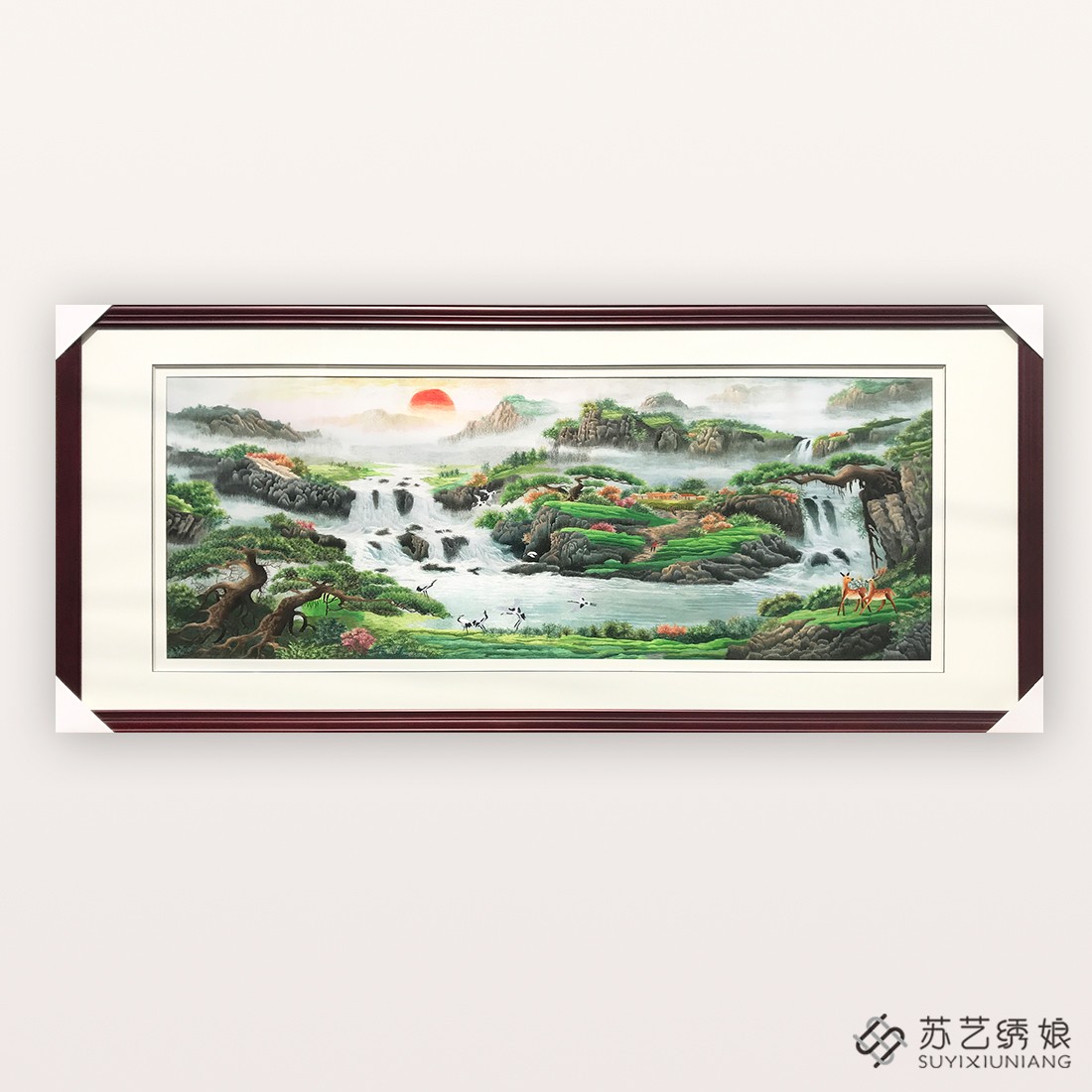 Su embroidery finished hanging paintings Jubao basin landscapes hand embroidery fine hanging paintings living room sofa wall decoration hanging paintings landscapes