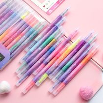 Ai Qingrou stationery colorful starry sky double-headed highlighter cute account marker pen multi-color watercolor marker pen 12 colors