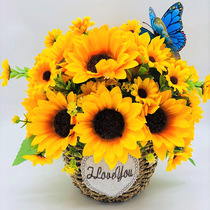 Sunflower Emulation Flower Bouquet Dried Flowers Fake Flowers Living-room Furnishing Living-room Decoration Photo Swing Pieces Anti-Real Flower Tea Table Flowers