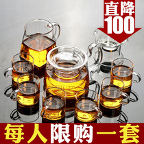 Meimei glass tea set home living room small set Kung Fu Tea Cup Tea Teapot office meeting guests light luxury and simple