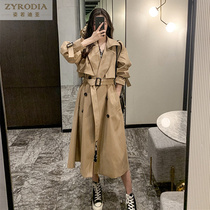 ZYRODIA windbreaker womens long model 2021 Autumn New Korean version of small man English Enrenheben style pop coat