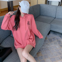 Large size fashion loose hooded sweater womens early autumn 2021 new sports style wild embroidery pullover jacket