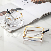 Light luxury gold ashtray household living room creative personality trend fashion 2021 Nordic ornaments glass ornaments