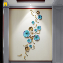 New Chinese background wall pendant living room wall creative porch wall decoration hotel ceramic wall decoration fish wall decoration