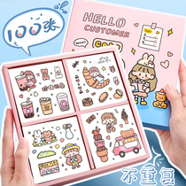 Waterproof Cute Hand Ledger Sticker Set of PET sticker Illustrated Handbooks Ben Children Girl Girl Hearts ins Wind Gift Bags Cane decorations Paste small patterned transparent water glasses Cartoon Cheap Sticker stickers