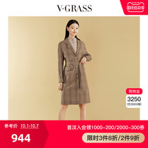 vgrass wignath spring 2021 check windbreaker female long VSFYL11470