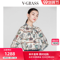vgrass Vigna 2020 Autumn new print streamer shirt VSCSL30750