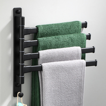 Punch-free towel rack space aluminum bathroom bathroom bathroom rack creative rotating towel bar black shelf