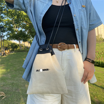 Chinese version of JIL leather bag SANDER men and women canvas bag portable niche drawstring closure shoulder bag messenger bag