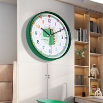 Early education dinosaur wall clock 2021 new childrens room cartoon living room home non-perforated wall clock fashion clock