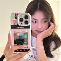 By Lane Park ins Girl Cute Mirror Illustrations Black Kittens Apply 11 Apple 14ProMax Phone Shell iPhone12 Full Pack 14 New 12Pro Soft 13Pr