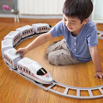Electric high-speed rail Harmony simulation train model children Boy puzzle multifunctional small train rail car toy