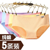 5-piece panties womens cotton middle waist white black female earth red female students fresh womens underwear